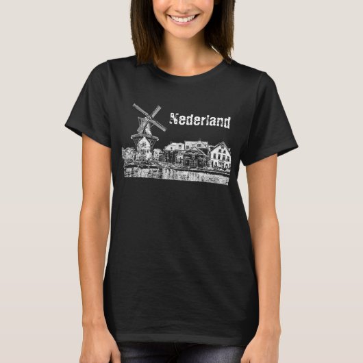T-shirt Paysage néerlandais avec moulin à vent. Pays-bas. (Devant)