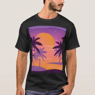 T-shirt Paysage panoramique : coucher de soleil avec palmi