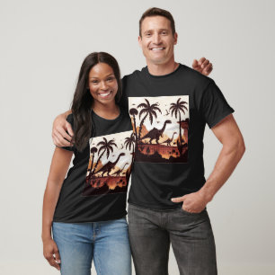 T-Shirt Paysage préhistorique avec dinosaures