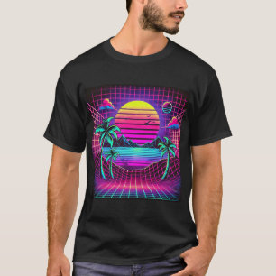 T-shirt Paysage rétro coloré avec palmiers