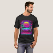 T-shirt Paysage rétro coloré avec palmiers (Devant entier)