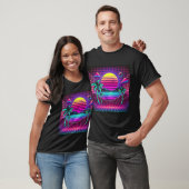 T-shirt Paysage rétro coloré avec palmiers (Unisexe)