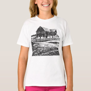 T-shirt Paysage rural maison de ferme de style coupe