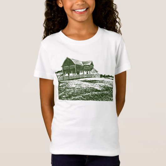 T-Shirt Paysage rural maison de ferme de style coupe (Devant)