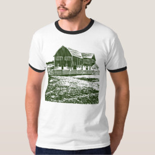 T-shirt Paysage rural maison de ferme de style coupe