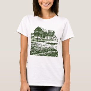 T-shirt Paysage rural maison de ferme de style coupe