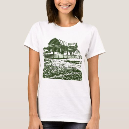 T-shirt Paysage rural maison de ferme de style coupe (Devant)
