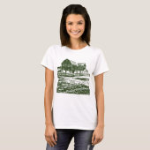 T-shirt Paysage rural maison de ferme de style coupe (Devant entier)