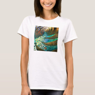 T-shirt "Paysage télescopique" par le V-Cou des femmes de