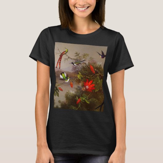 T-shirt Paysage tropical avec dix colibris (Devant)