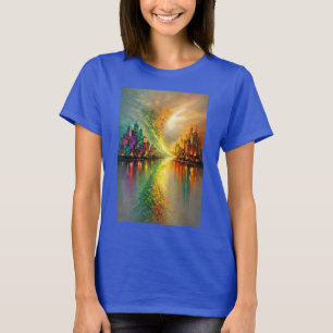 T-shirt Paysage urbain coloré abstrait – Reflet moderne