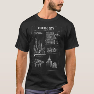 T-shirt Paysage urbain de Chicago en linogravure