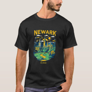 T-shirt Paysage urbain de la skyline de Newark Delaware au
