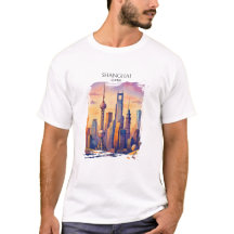 Paysage urbain de Shanghai Chine Voyage Aquarelle