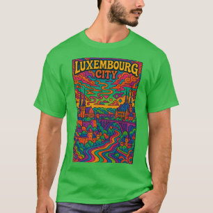 T-shirt Paysage urbain psychédélique de la ville de Luembo