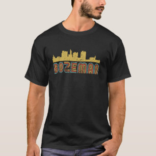 T-shirt Paysage urbain rétro de Bozeman à l'ancienne Skyli