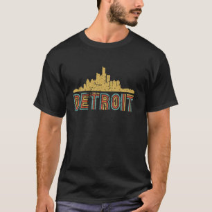 T-shirt Paysage urbain rétro de Détroit Détroit Mi