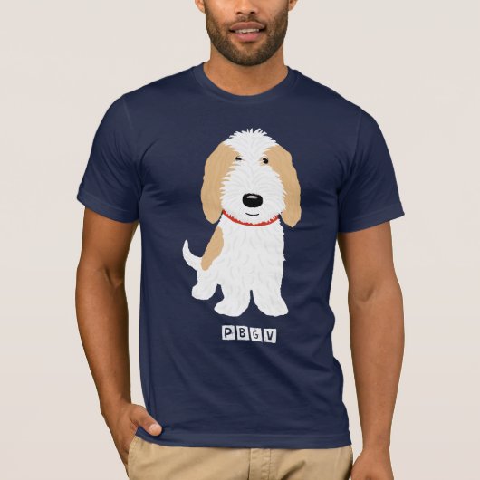 T-shirt PBGV Cartoon mignon Orange & Chien blanc (Devant)