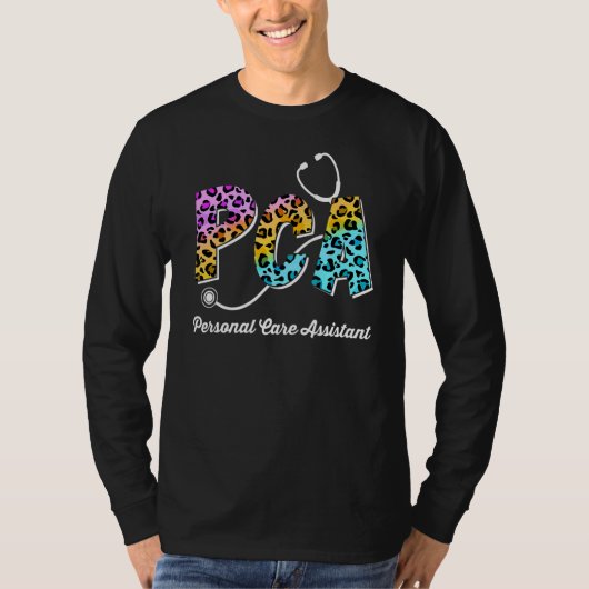 T-shirt Pca Pour Assistant Soins Personnels Leopard Nurses (Devant)