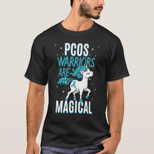 T-shirt Pcos Warrior Magique Unicorne Turquoise Polykystiq (Devant)