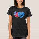 T-shirt Peace and USA Flag Twin Heart for Peacemaker Ameri (Devant)