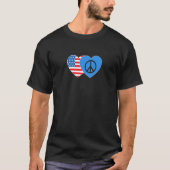 T-shirt Peace and USA Flag Twin Heart for Peacemaker Ameri (Devant)