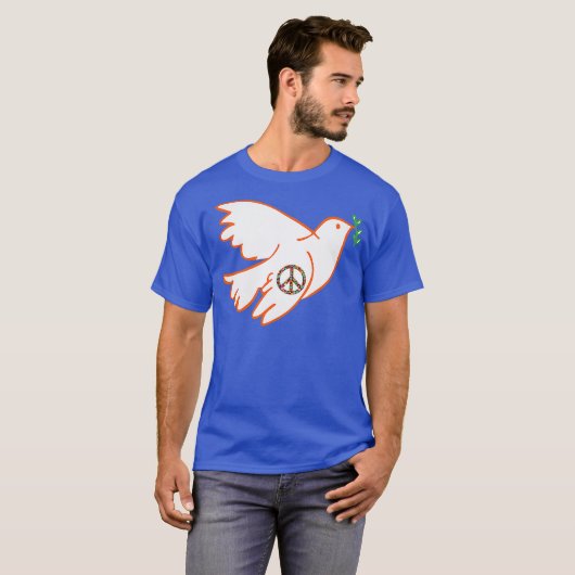 T-shirt Peace Bird Dove Pigeon Hippy Hippie (Devant entier)