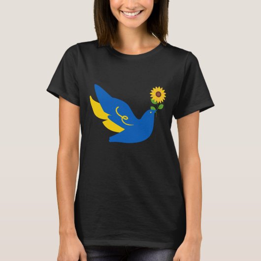 T-shirt Peace Dove Tournesol Ukraine - RESTEZ AVEC L'UKRAI (Devant)