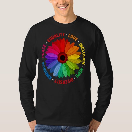 T-shirt Peace Equality Love Inclusion Hope Diversity Kindn (Devant)