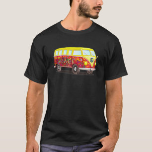 T-shirt Peace Flower Amour Enfant Hippie Bus