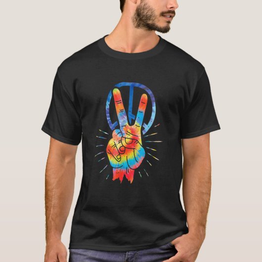 T-shirt Peace Hand Peace Sign Tie Dye 3 (Devant)