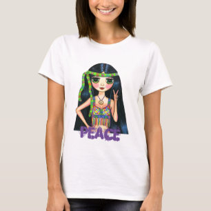 T-shirt Peace Hippie Girl avec ceinture et bandeau