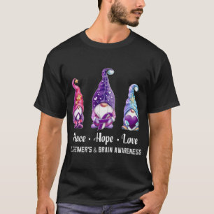 T-shirt Peace Hope Love Gnomes Alzheimer's And Brain Aware