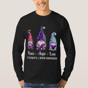 T-shirt Peace Hope Love Gnomes Alzheimer's And Brain Aware