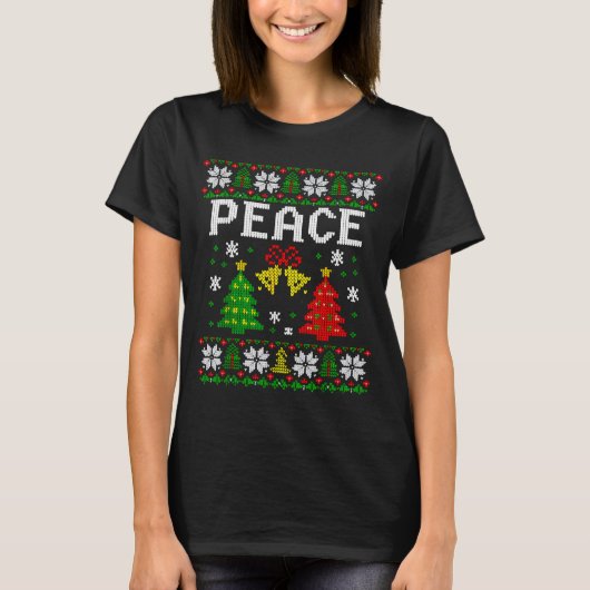 T-shirt Peace I Come In Peace Couple Matching Ugly Christm (Devant)