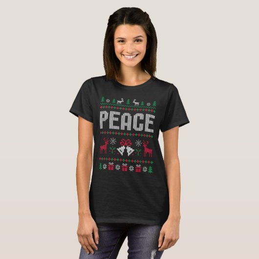 T-shirt Peace I Come In Peace Matching Couple Ugly Merry C (Devant entier)