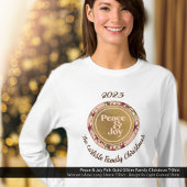 T-shirt Peace & Joy Pink Gold Nom de famille Noël