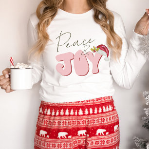 T-shirt Peace Joy Retro 80's Police Santa Hat Rose Rouge m