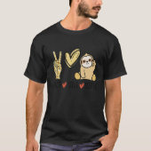 T-shirt Peace Loth Sloths Main Sign Heart Funny Sloth Hand (Devant)