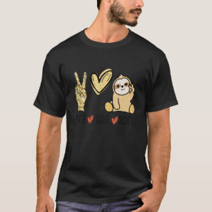 T-shirt Peace Loth Sloths Main Sign Heart Funny Sloth Hand