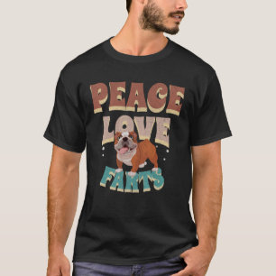 T-shirt Peace Lots Farts Hommes Femmes Retro English Bulld