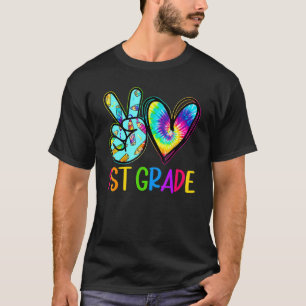 T-shirt Peace Love 1st First Grade Back To School Boy Girl