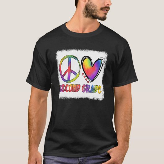 T-shirt Peace Love 2e année Tie Dye enseignant étudiant Re (Devant)