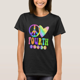 T-shirt Peace Love 4th Grade Tie Dye Back To School Teache
