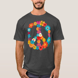 T-shirt Peace Love 60's 70's Hippie Costume coloré Flo