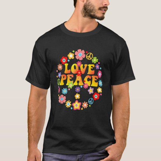 T-shirt Peace Love 60s les années 70 Cravate Die Costume h (Devant)