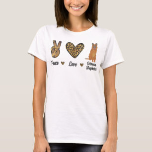 T-shirt Peace Love Allemand Berger Leopard Lover Pet Chien