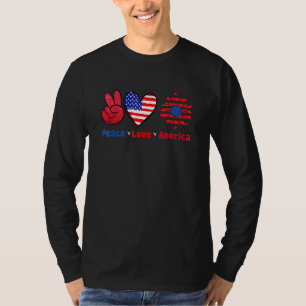 T-shirt Peace Love America 4 juillet Patriotique Usa Ameri