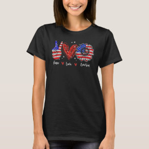 T-shirt Peace Love America Flag American 4th of July