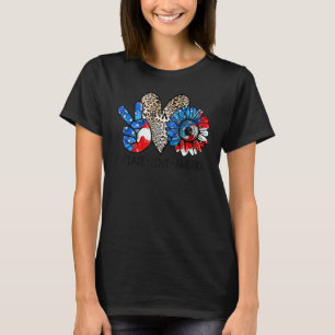 T-shirt Peace Love America Leopard Sunflower 4 juillet P